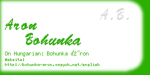 aron bohunka business card